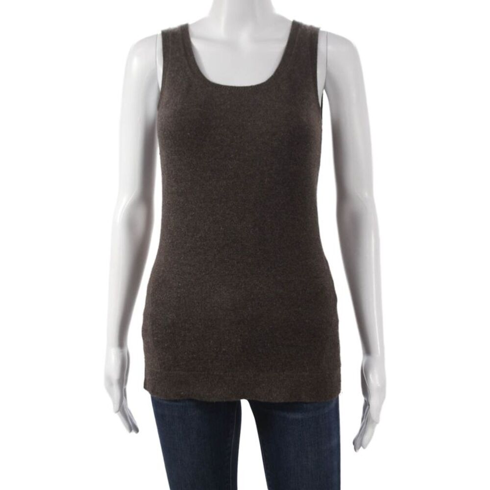 Kinross Cashmere Women Basic Scoop Neck Cashmere Tank Brown Size XS